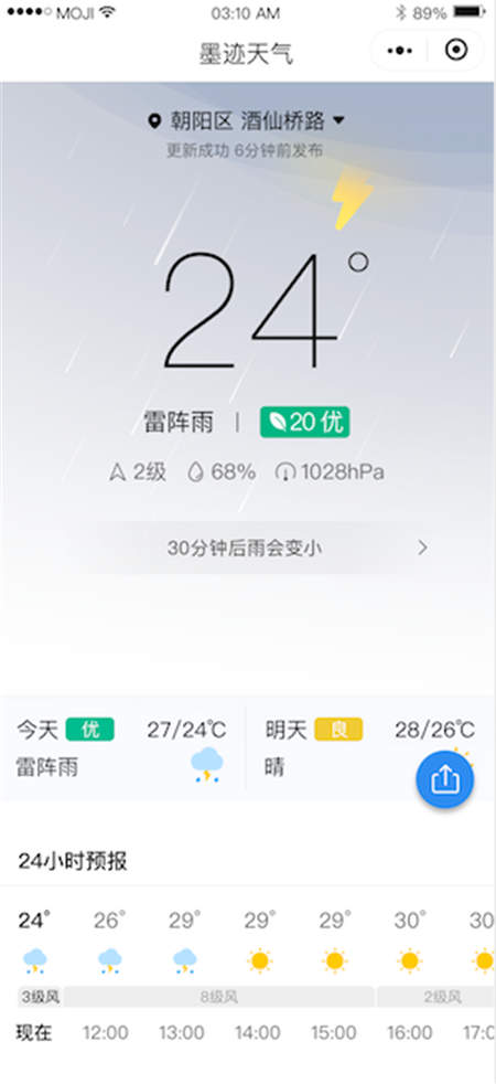 精準又有趣，墨跡天氣小程序——你的“天氣向?qū)Ш蜕钪改稀?/></p><p align=