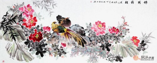 家里掛花鳥畫好嗎？丁珂手繪牡丹國畫，掛在家里好看又吉祥