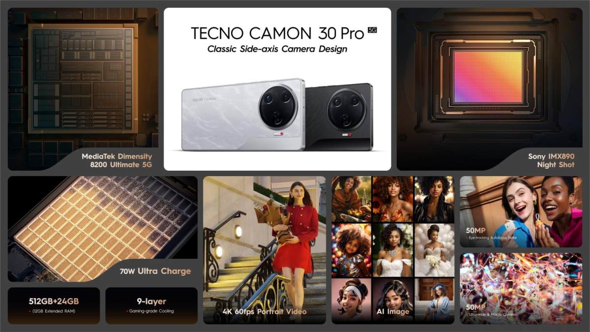 TECNO發(fā)布CAMON 30系列，AI加持專業(yè)影像和非凡設(shè)計(jì)，成就每一幀的耀眼主角